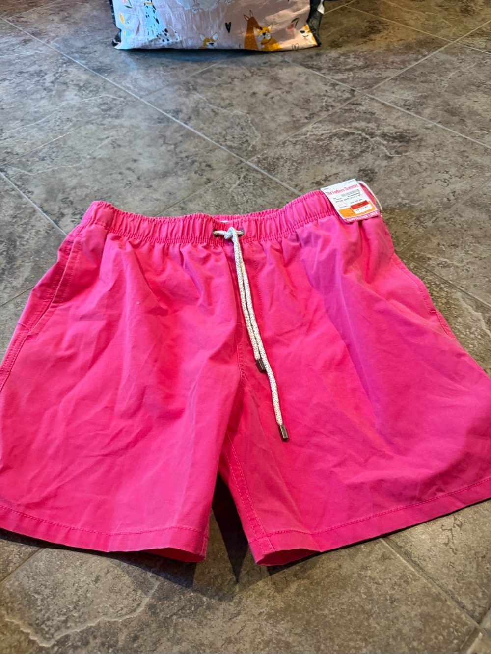The endless summer Bright Pink vintage wash Drawstring Swim Shorts